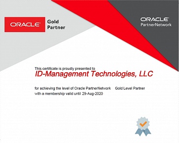 Oracle Gold  Partner certificate